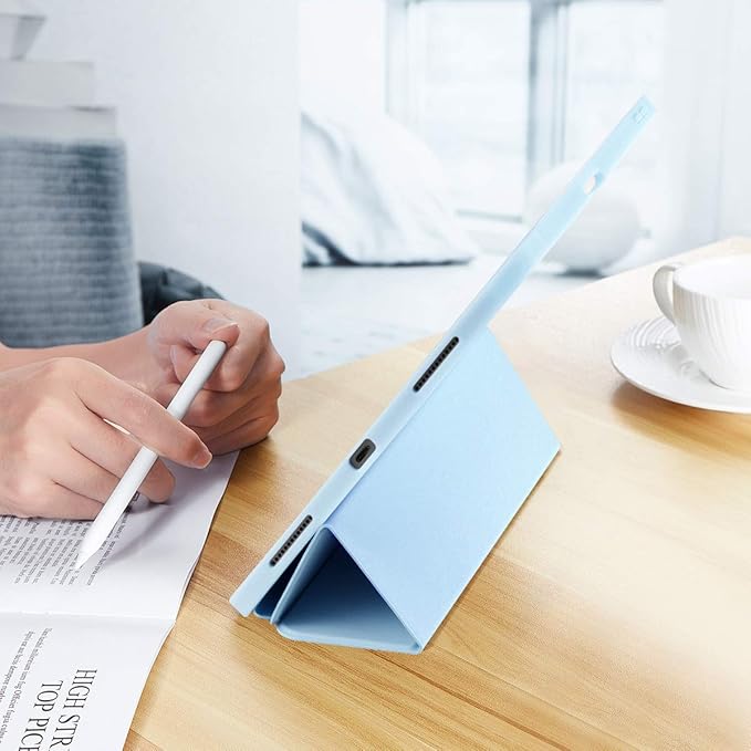 Case for iPad Pro 11 Inch 4th/3rd/2nd Generation 2022/2021/2020 with Pencil Holder [Support iPad 2nd Pencil Charging] Slim Trifold Stand Smart Protective Cover, Auto Wake/Sleep(Light Blue)