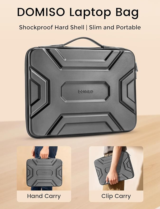 DOMISO 17 inch Laptop Sleeve with Handle, Shockproof and Waterproof EVA Protective Laptop case, Laptop Sleeves for 17.3" HP Dell Asus Laptop, Dark Grey