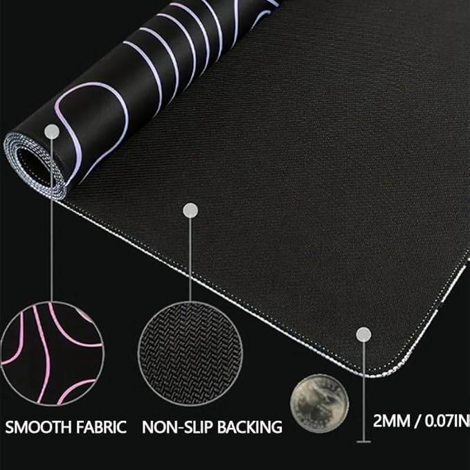 Rcege Large Mouse Pad for Desk - Gaming Mouse Pad with Stitched Edges, Anti-Slip Base for Keyboard and Mouse(Dazzle Black, 31.5L x 15.8W inches)