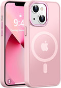 Newfuture Designed for iPhone 13 Case & iPhone 14 Case with Magnetic [13 FT Military Drop Protection] [Compatible with Magsafe] Translucent Shockproof with Anti-Fingerprint Phone Case, Tender Pink