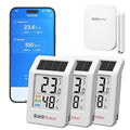 BaldrTherm WiFi Thermometer, Wireless Smart Thermometer, Remote Temperature Monitor with Gateway&Solar Sensor,200ft Coverage, App Alerts,12-Month Battery, Comfort Indicator, Data Sync Recover,3Pack