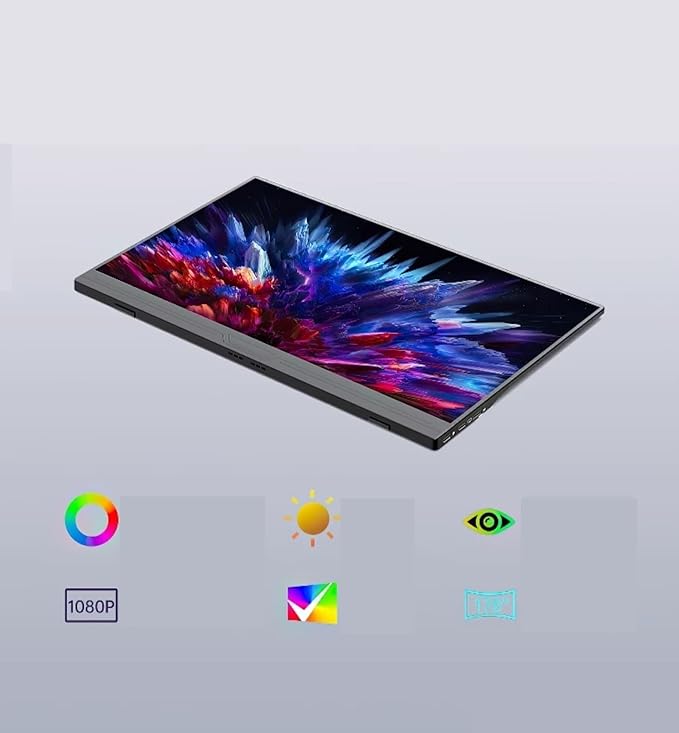 Portable Laptop Monitor 15.6 Inch Portable Monitor Full HD 4K Resolution 16:9 Multi-Function Extended Screen Gaming Display