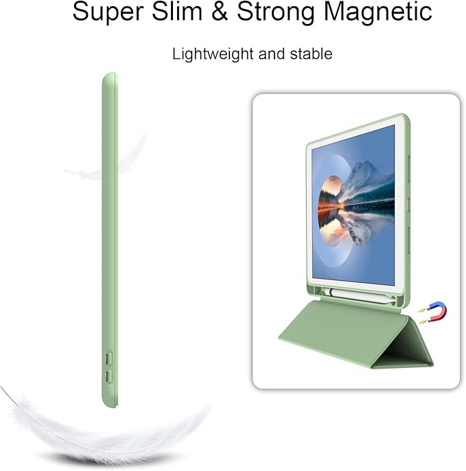 Case for iPad Air 3 / Pro 10.5 Inch, Lightweight Slim Soft TPU Trifold Stand Smart Cover, Auto Sleep/Wake Case with Pencil Holder for iPad Air 3rd Generation/Pro 10.5 - Matcha Green
