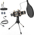 ZealSound USB Podcast Microphone for iPhone, iPad, Android, PC & Laptop, Condenser Mic with Noise Reduction, Mute, Headphone Monitoring & Echo Control for ASMR, Podcast, Streaming, Gaming