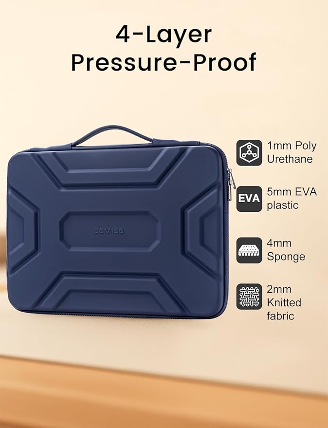 DOMISO 17 inch Laptop Sleeve with Handle, Shockproof and Waterproof EVA Protective Laptop case, Laptop Sleeves for 17.3" HP Dell Asus Laptop, Dark Blue
