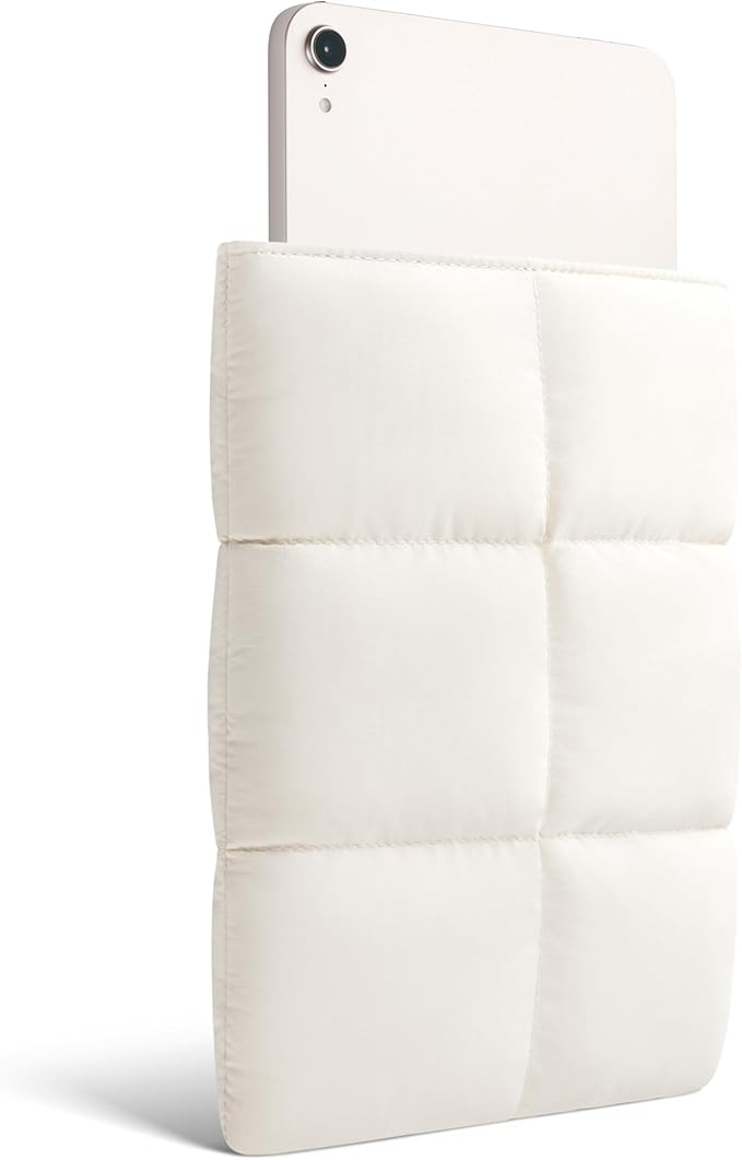 Comfyable Puffy Tablet Sleeve 7-8 Inch Compatible for iPad mini 7 2024 A17 Pro, Mini 6 2021 A15, Quilted Puffer Tablet Carrying Case for Women Men, Rice