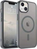 SUPFINE Magnetic for iPhone 14 Case & iPhone 13 Case (Compatible with MagSafe) (Military Grade Drop Protection) Slim Translucent Matte Shockproof Phone Cover,Gray
