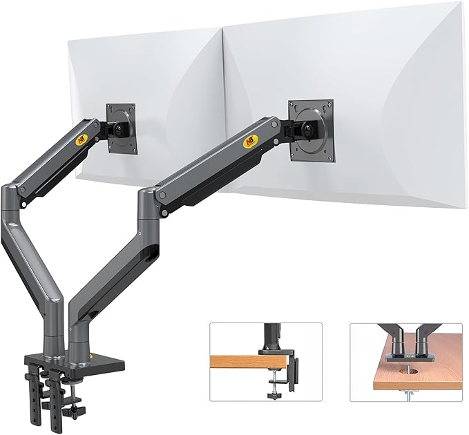 NB North Bayou Dual Monitor Arm Ultra Wide Full Motion Swivel Monitor Mount for 22''-32'' Monitors Load Capacity from 4.4 to 26.4lbs for Each Arm Height Adjustable Monitor Stand G35