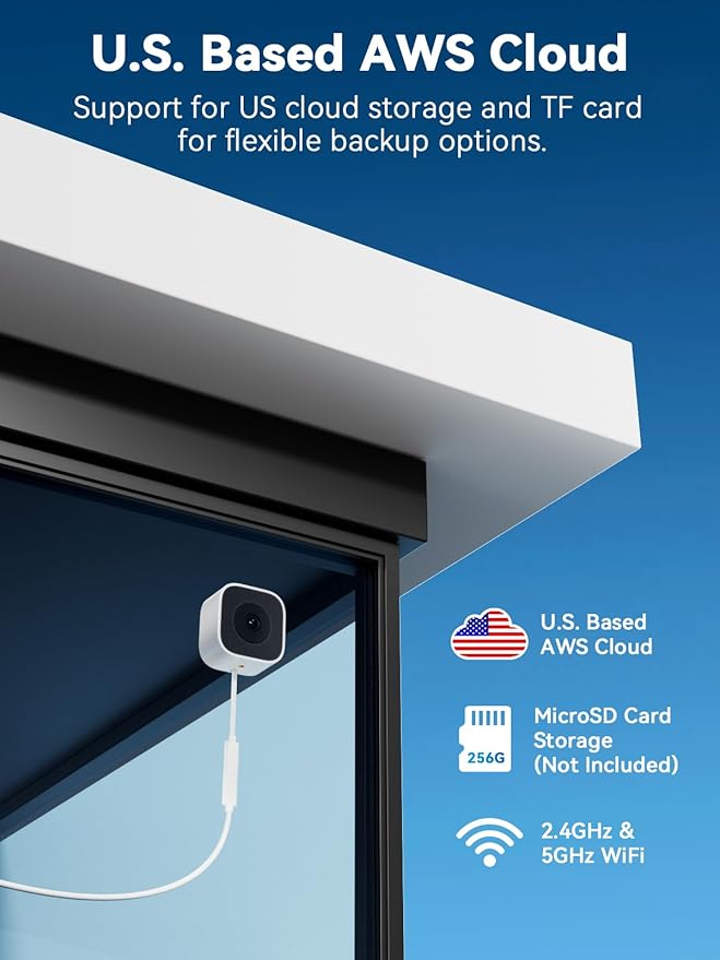 Outinput Window Camera, 2K 3MP WiFi Security Camera for Home Security, AI Color Night Vision, Motion Detection with Instant Alerts, 24/7 Recording, App Control, Works with Glass Window