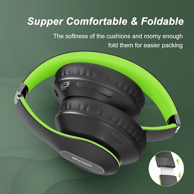 Wireless Bluetooth Headphones Over Ear 65H Playtime HiFi Stereo Headset with Microphone and 6EQ Modes Foldable Bluetooth V6.0 Headphones for Travel Smartphone Computer Laptop