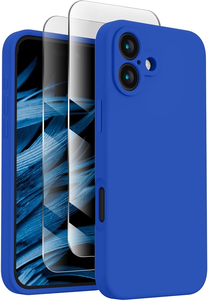 FireNova Designed for iPhone 16 Case, Silicone Upgraded [Camera Protection] Phone Case, Soft Anti-Scratch Microfiber Lining Inside, 6.1 inch, Klein Blue
