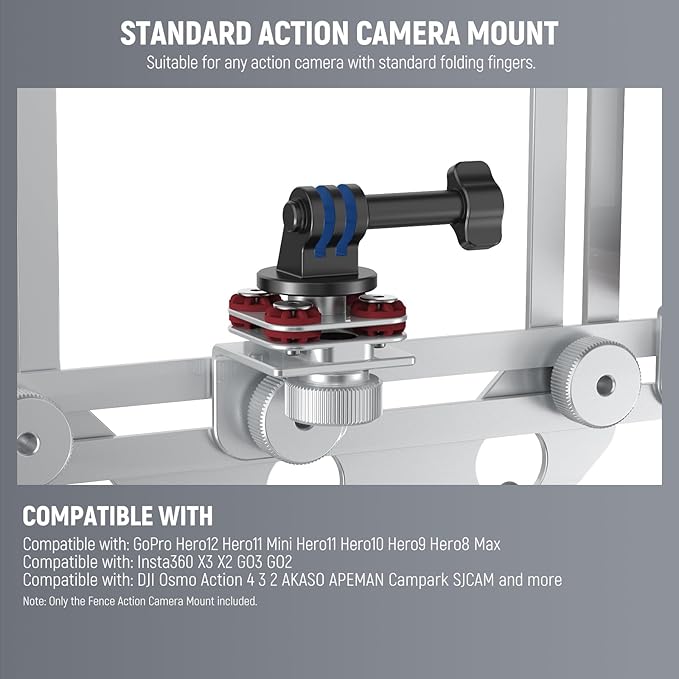 NEEWER Phone Fence Mount with Phone Holder for Game Changer Mounting, Shock Absorbing Baseball Tennis Court Chain Link Compatible with Mevo Start GoPro Insta360 DJI Action Camera iPhone, PA020 Silver