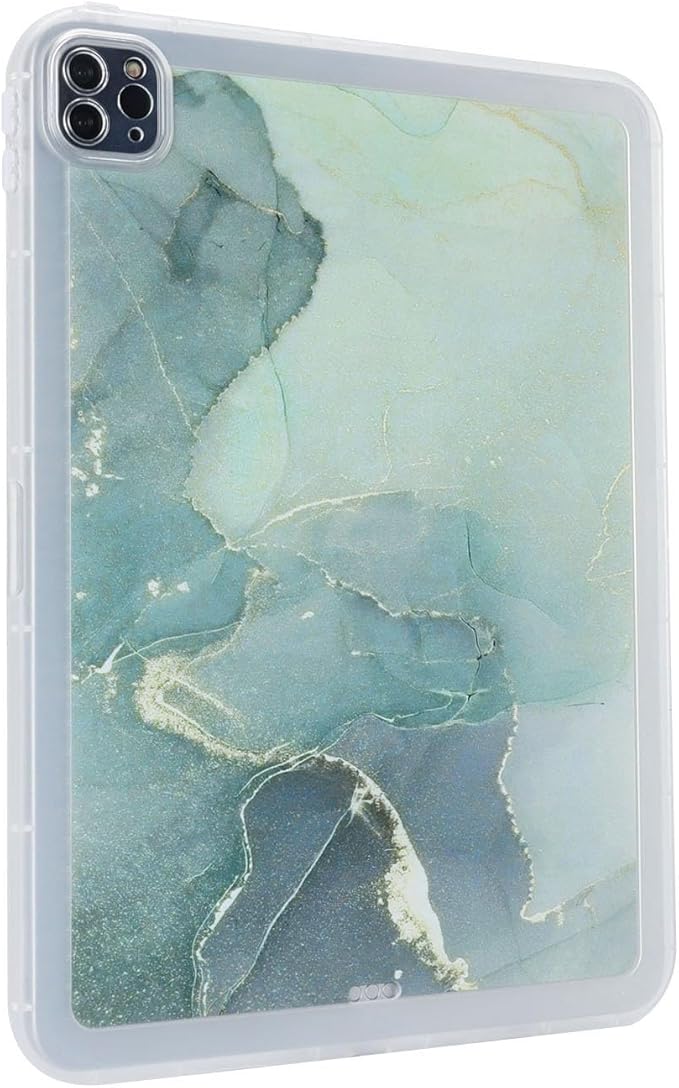 for iPad Pro 12.9 inch Tablet Case 6th/5th/4th/3rd Generation (2022/2021/2020/2018) Slim Lightweight Glitter Bling Soft TPU Back Shockproof Cover Flexible Silicone Bumper Shell,Green Marble