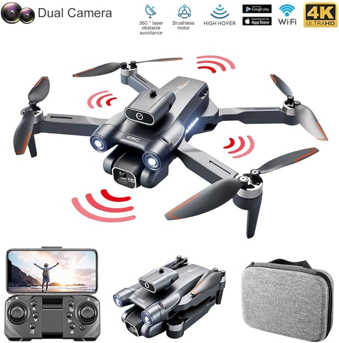 Sonilco S1S Mini Drone with Dual Lens Camera, Brushless Motor, 4-Sided Obstacle Avoidance, LED Light Bar, Altitude Hold, One-Key Return, Wi-Fi FPV, 18min Flight Time, 2 Batteries – Foldable Design (Ages 14+)