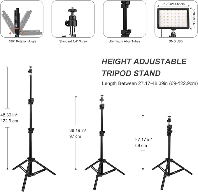 Unicucp 2 Pack LED Video Light, Photography Lighting Kit, 2400-6800K Dimmable Studio Light 97 CRI with Tripod Stand/Color Filters for YouTube/Stream Zoom Call/Vlogging/Video Conference Lighting
