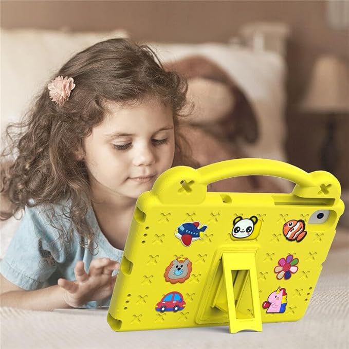AKABEILA Compatible with Huawei MediaPad M3 Lite S 8.0/Samsung Tab A 8.0 2019 T290/T295/Tab A7 Lite 8.7 T220/T225 2021 Tablet Case, Kids Case with Shoulder Strap & Stand Handle Yellow