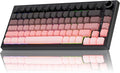 Gurjot Wireless Mechanical Keyboard,75% Hot Swappable Keyboard with Knob,8000mAH Battery RGB Backlit,Side Printed PBT Keycaps,2.4GHz/USB-C/BT5.0 Mechanical Gaming Keyboards, Black&Pink