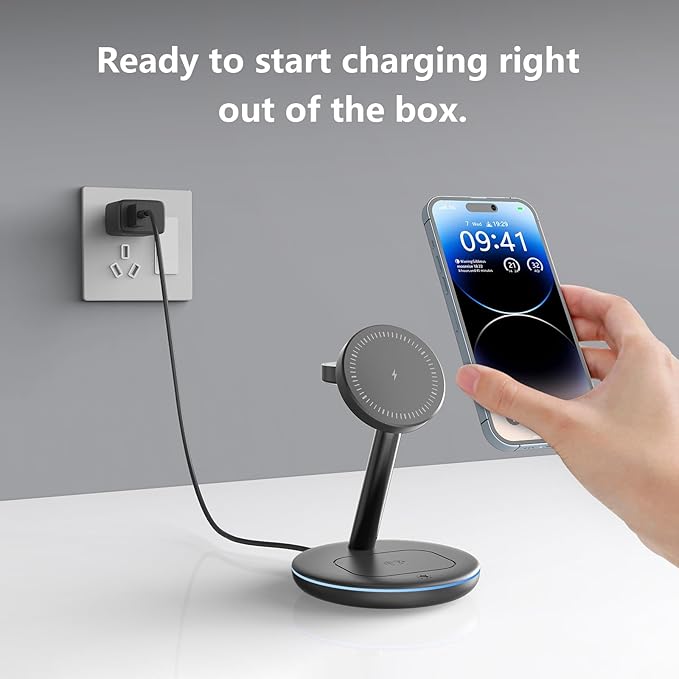 QWOSE 2026 3 in 1 Charging Station for Apple iPhone AirPods Watch with Mag-Safe Charger Wireless Charger Stand for iPhone 17 16 15 14 13 12 Series AirPods iWatch Series - Gifts for Wife & Husband