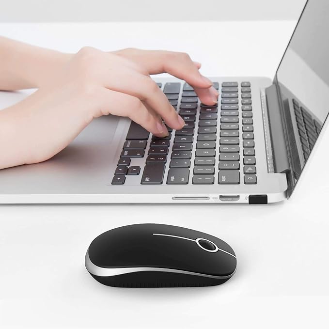 Unipows Wireless Mouse - 2.4G Slim Portable Computer Mouse with Nano Receiver, Less Noise Mobile Optical Mice for Notebook, PC, Laptop, Computer, Mac (Black and Silver)