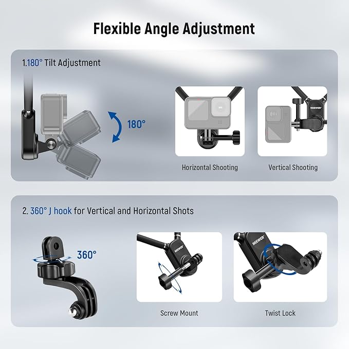 NEEWER Magnetic Neck Mount Compatible with GoPro Hero 13 12 11 MAX DJI Action 4 Insta360 iPhone 15 Pro Max Samsung S23, Quick Release Flexible POV Action Camera Neck Mount Adapter & Phone Holder, GP15