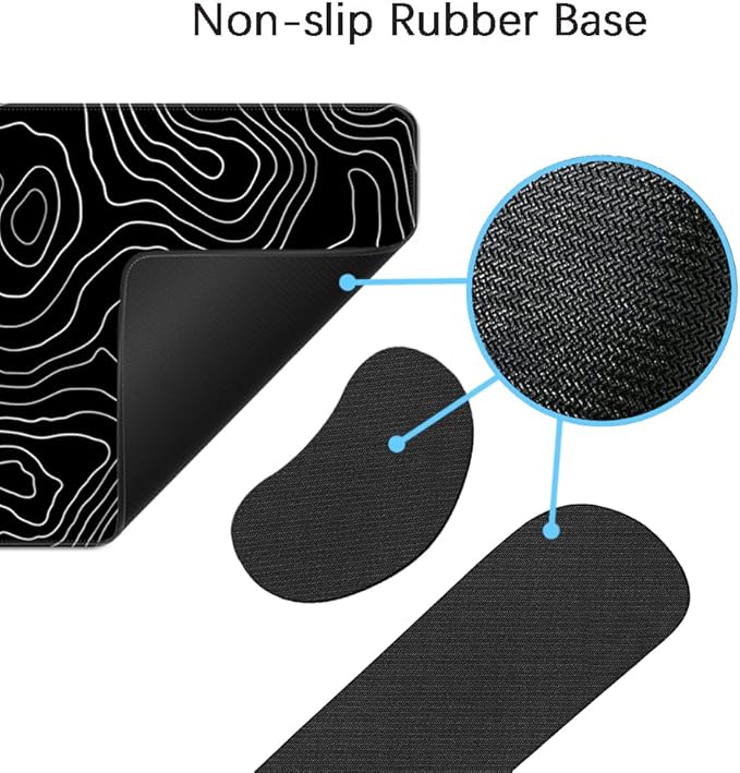 Desk Mat, Large Gaming Mouse Pad with Wrist Rest, 4 in1 XXL Mouse pad+Keyboard Wrist Rest+Mouse Pad Wrist Support+Cup Coaster Set, Ergonomic Desk Pad for Home Office, Topographic Line