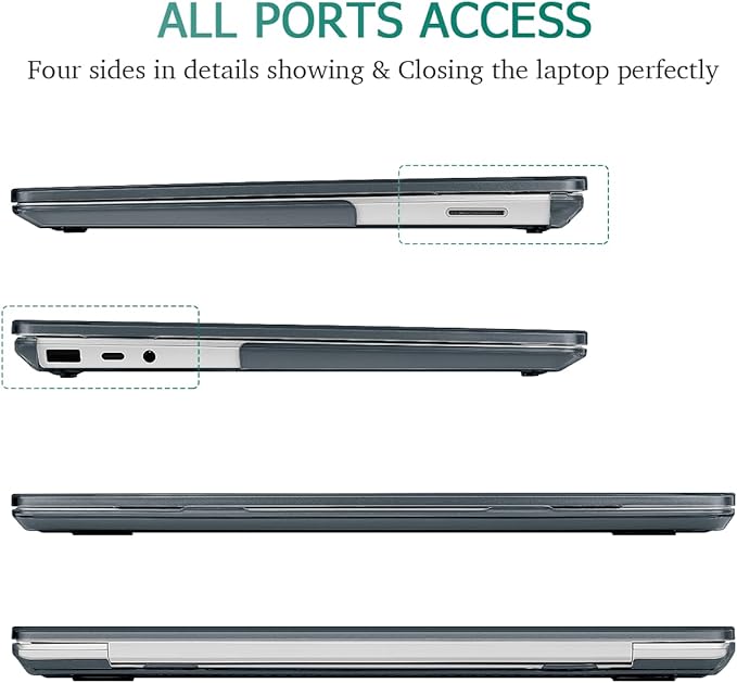 Case for 13.5" Microsoft Surface Laptop 5/4/3 with Metal Palm Rest ONLY 2019-2022 Release Models:1868/1951, Plastic Hard Shell Case with Keyboard Cover & Screen Protector, Crystal Black