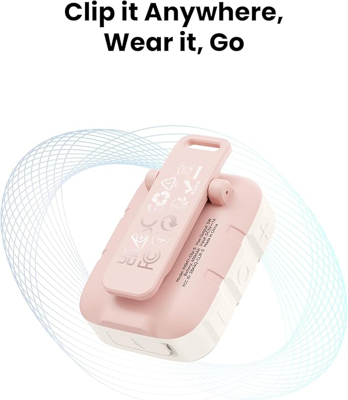 INSMY Wearable Bluetooth Speakers,IP67 Waterproof,Clip-On Portable Small Personal Speaker/Clean Sound/Stereo Pair/Wireless/ENC Built-in Mic/Lightweight for Golf Work Pool Gift (Non-Magnetic) (Pink)