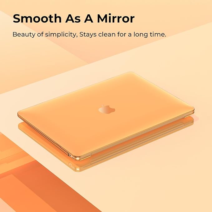 EooCoo Hard Case Compatible with MacBook Air 13.3 inch M1 Chip 2021-2018 with Retina Display, Air 13.3 inch Plastic Protective Case + Transparant Keyboard Cover + Screen Protector, Crystal Orange