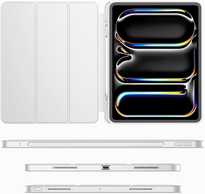 iMieet iPad Pro 13 Inch Case (M5/M4) 2025/2024 with Pencil Holder, Trifold Stand Smart Case with Soft TPU Back, Auto Wake/Sleep (Light Gray)