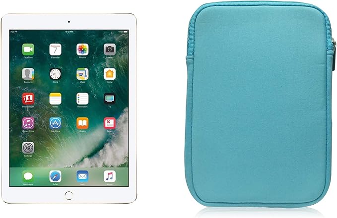9-10 Inch Tablet Sleeve Bag, HannyBoo Protective Neoprene Zipper Case Cover for iPad 9.7 2018, iPad Pro 9.7, iPad 4/3, iPad Air 2, Surface Go, Galaxy Tab S3 9.7 inch, iPad 6th Generation - Light Blue