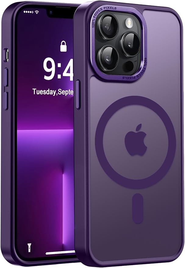 Newfuture Designed for iPhone 13 Pro Max Case with Magnetic [13 FT Military Drop Protection] [Compatible with Magsafe] Slim Translucent Matte Shockproof with Anti-Fingerprint Phone Case, Deep Purple