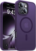 Magnetic for iPhone 15 Case,[Compatible with MagSafe][Military-Grade Drop Protection][Anti-Yellowing] Shockproof Protective Translucent Matte Cover for iPhone 15 Phone Case,Deep Purple