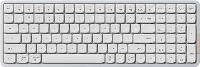 LOFREE Flow Low Profile Mechanical Keyboard, 100 Keys Rechargeable Wireless Keyboards with Bluetooth and Wired Connection for Windows, Mac OS/White Ghost Linear Switches