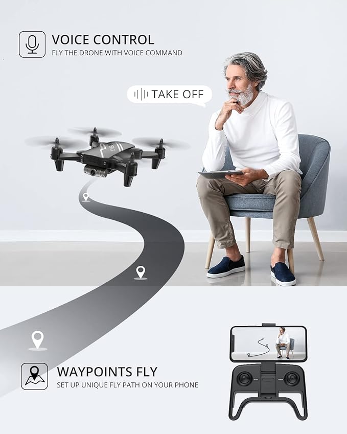DEERC D20 Mini Drone for Kids with 1080P HD FPV Camera Remote Control Toys Gifts for Boys Girls with Altitude Hold, Headless Mode, One Key Start Speed Adjustment, 3D Flips 2 Batteries, Black