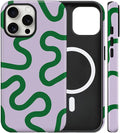 Magnetic for iPhone 13 Pro Max Case Cute Curved Stripes Phone Case, Shockproof Slim TPU and Hard PC Protective Phone Cover Compatible with MagSafe Designed for Women Girls,Green