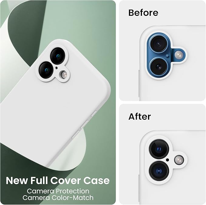 FireNova Designed for iPhone 16 Plus Case, Silicone Upgraded [Camera Protection] Case, Soft Anti-Scratch Microfiber Lining Inside, 6.7 inch, White