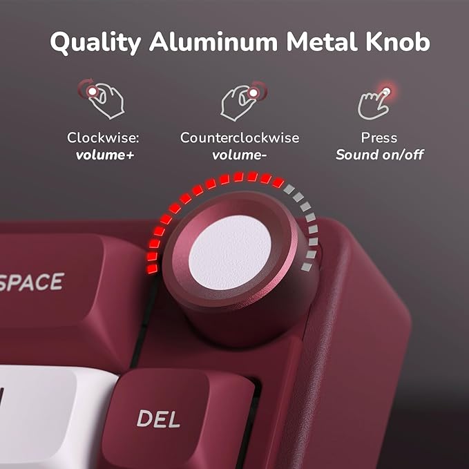 RK ROYAL KLUDGE R65 Wired Mechanical Keyboard with Volume Knob, 60% Percent RGB Backlit Gaming Keyboard Gasket Mount with PBT Keycaps, MDA Profile, QMK/VIA, 66 Keys Hot Swappable Light Switch, Red