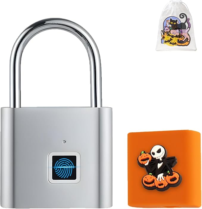 UMIKSMART Fingerprint Padlock, Keyless Fingerprint Padlock with USB Charging, Smart Keyless Padlock for School Locker, Gym Locker, Backpack and Travel Bag, Gift for Kids, Teens and Friends