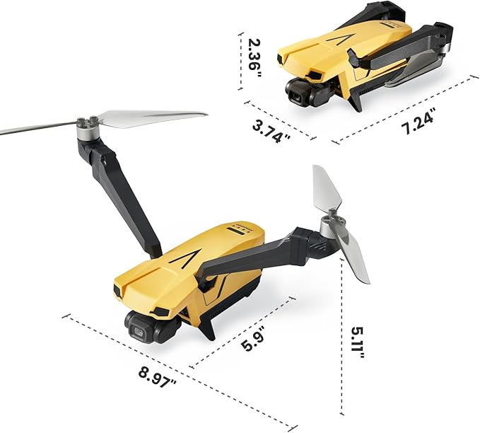 Drones with Camera for Adults 4K, VCOPTER Falcon Mini Bi-Copter Design, Inverted Flight Capability, Max Speed 16m/s, 10000 ft Video Transmission, 1 Battery for 34-Min Max Flight Time, 249g