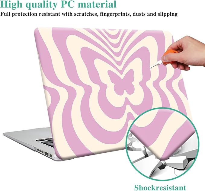 Funut Compatible with MacBook Air 13 Inch Case 2021 2020-2018 Release M1 A2337 A2179 A1932 Touch ID, MacBook Air 2020 Case Marble Laptop Hard Shell Case & Keyboard Cover Mac Air 13 Inch, Butterfly