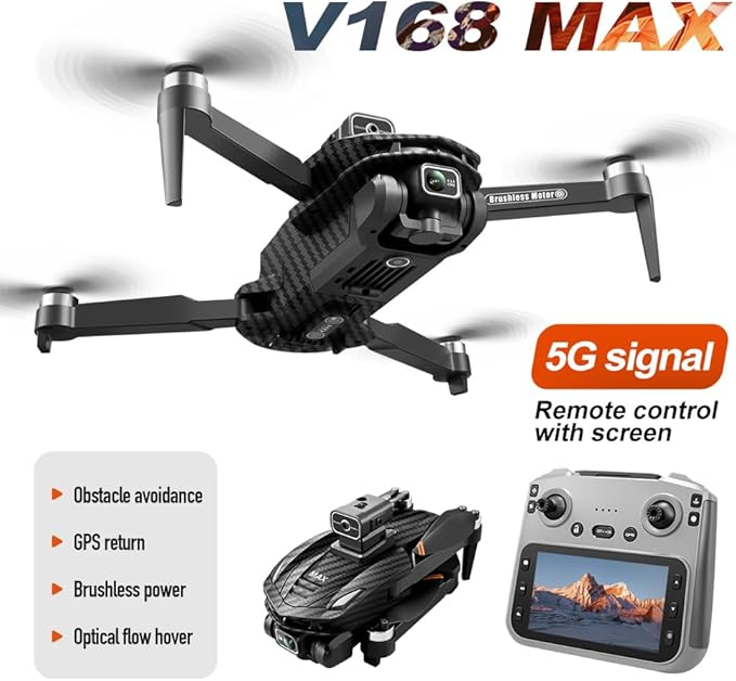 GPS Drone with 4K Camera, 4.5" LCD Display Screen Controller- 3,280ft RC Range, Auto return, Follow Me, Go Home, Gesture Control, One Key Takeoff/Landing, Altitude Hold,led Light, Professional Quadcopter for Aerial Photography Control and Video Recordi...