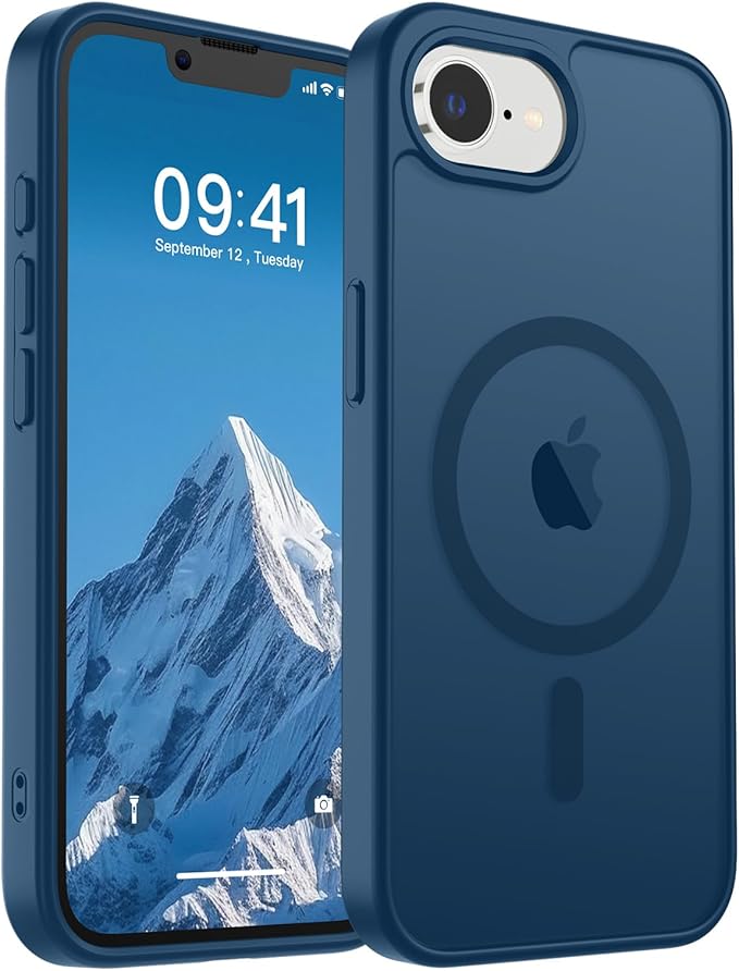 SUPFINE Magnetic for iPhone 17e Case/iPhone 16e Case (Compatible with MagSafe)(Military Grade Drop Protection) Translucent Matte with Anti-Fingerprint Phone Case,Deep Blue