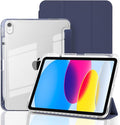 Case for iPad A16 11th Generation 11" 2025, iPad 10th Generation 10.9 Inch 2022, Hybrid Protective Cover with Pencil Holder, Clear Transparent Back Shell Anti-Yellowing Case, Dark Blue