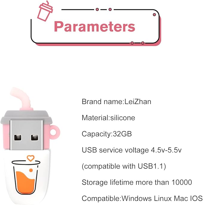 32GB Cute USB Flash Drive Computer Memory Stick Funny USB Pendrive for Teachers, Students, Family and Friends - Brown Coffee