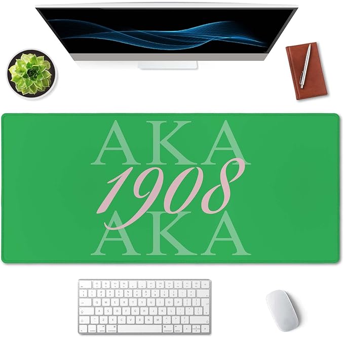 SSOIU Extended Gaming Mouse Pad (35.5x15.7 in), Large Stable Rubber Base Mousepad with Stitched Edges, Keyboard Mouse Mat Desk Pad for Work, Game, Office, Home - AkA 1908 Cool Design Green Color