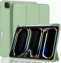 ZryXal New iPad Pro 13 Inch Case (M5) 2025 / (M4) 2024 with Pencil Holder, Smart iPad Case [Support Pencil Pro and Pencil (USB-C)], Support Touch ID and Auto Wake/Sleep (Matcha Green)