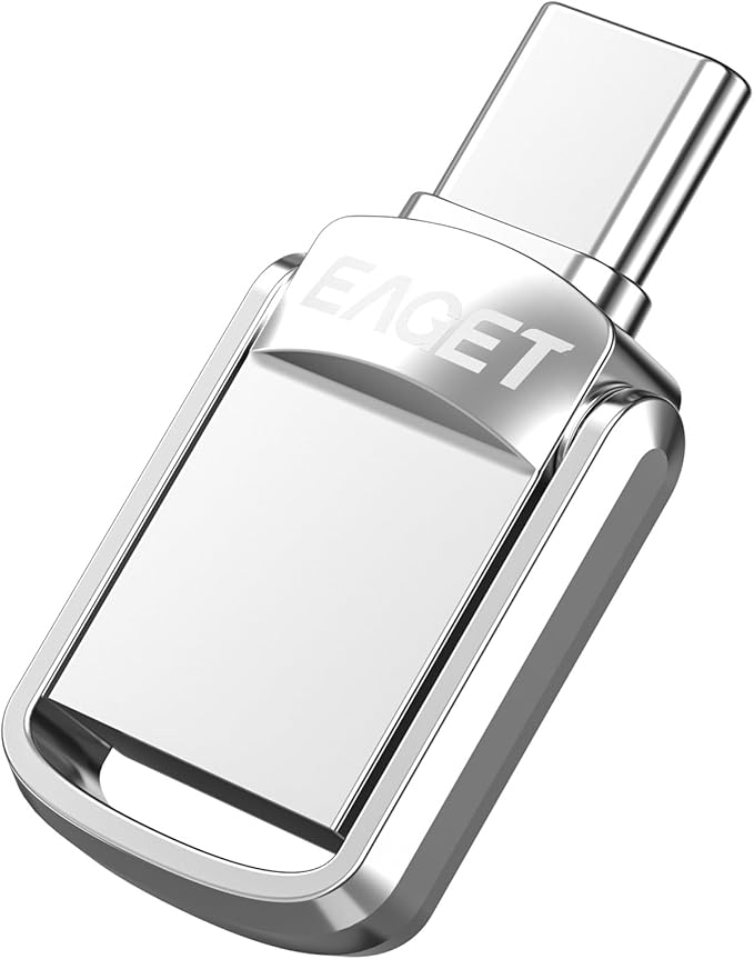 EAGET 256GB Flash Drive, Dual USB 3.2 Gen 1 USB-A & USB-C, 150MB/s Swivel Metal Thumb Drive, Memory Stick for iPhone 15/16, Android, Tablet, Laptop, Mac