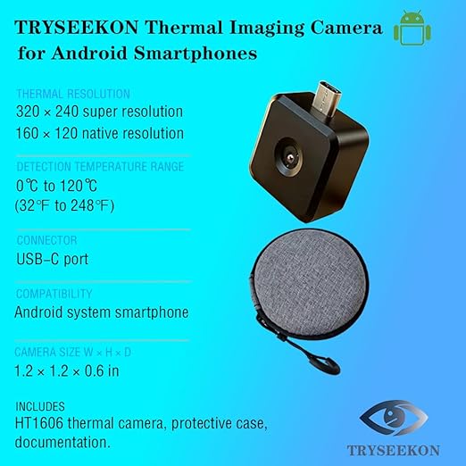 HT1606 Thermal Camera for Android, 320×240 Ultra-High Resolution Infrared Imager, Type-C Plug & Play, 32°F to 248°F (0°C-120°C), Portable IR Camera for Home Inspection, Electronics & HVAC
