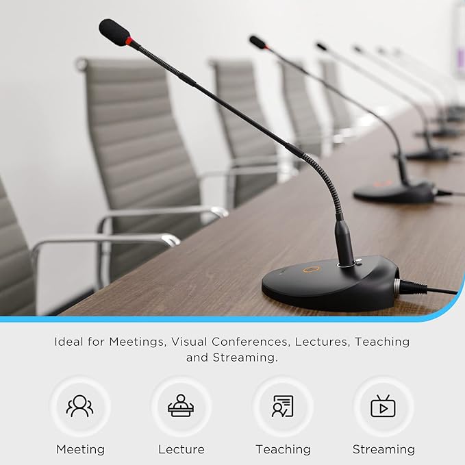 BOYA 18" Gooseneck Condenser Microphone with Desktop Base, LED Indicator - Podium Microphone for Conference Meeting Video Live Streaming Lecture Speech Podcast (XLR Interface BY-GM18CB)