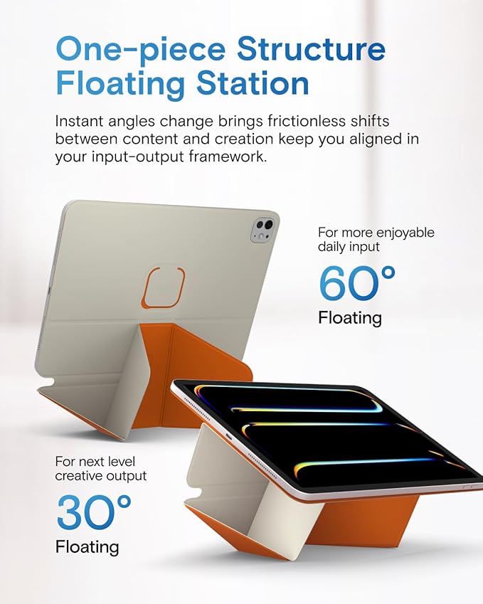 MOFT Dynamic Folio Tablet Stand for Desk Compatible with iPad Pro 13-inch (M5 2025/M4 2024), Slim Magnetic Tablet Holder Case with 20+ Viewing Angles, Beach White x Terracotta